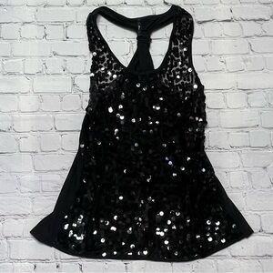 Flair on 3rd Black Sequin Racerback Tank Top - Size Large